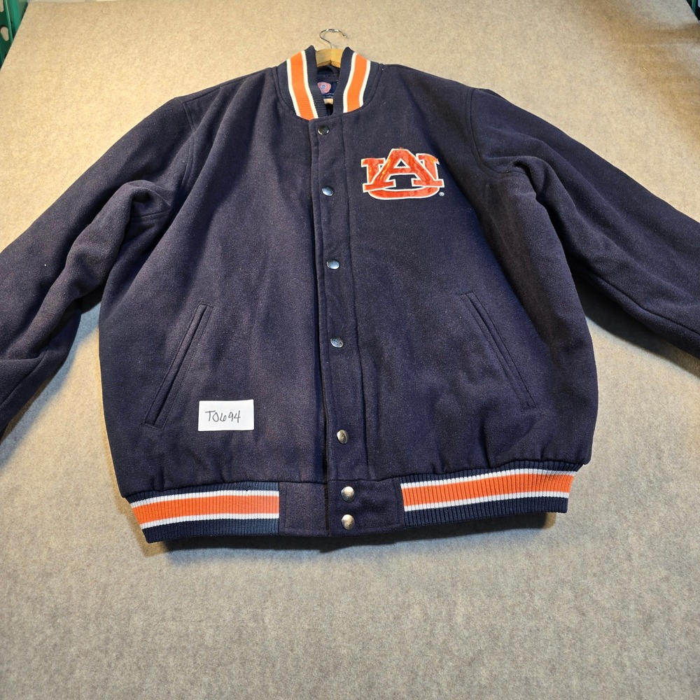 Sports by Carl Banks Auburn Tigers Varsity Jacket Mens XL Navy Blue Wool Blend